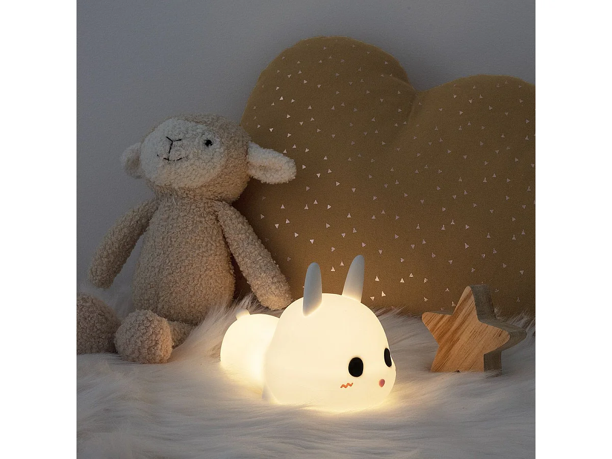 Veilleuse pour Enfant "Lapin Silicone" 15cm Blanc