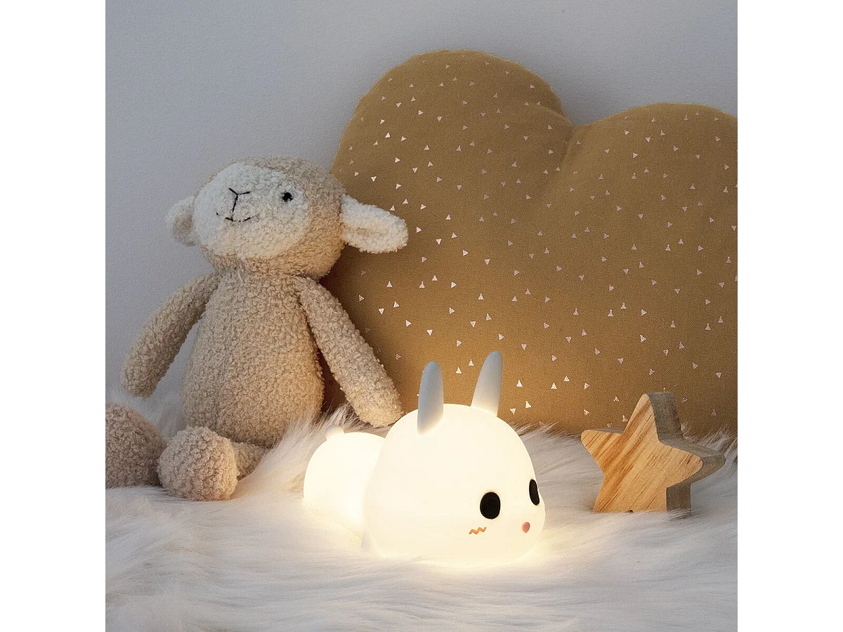 Veilleuse pour Enfant "Lapin Silicone" 15cm Blanc