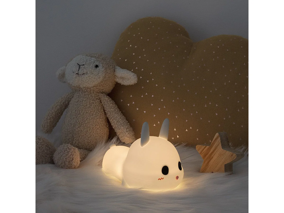 Veilleuse pour Enfant "Lapin Silicone" 15cm Blanc