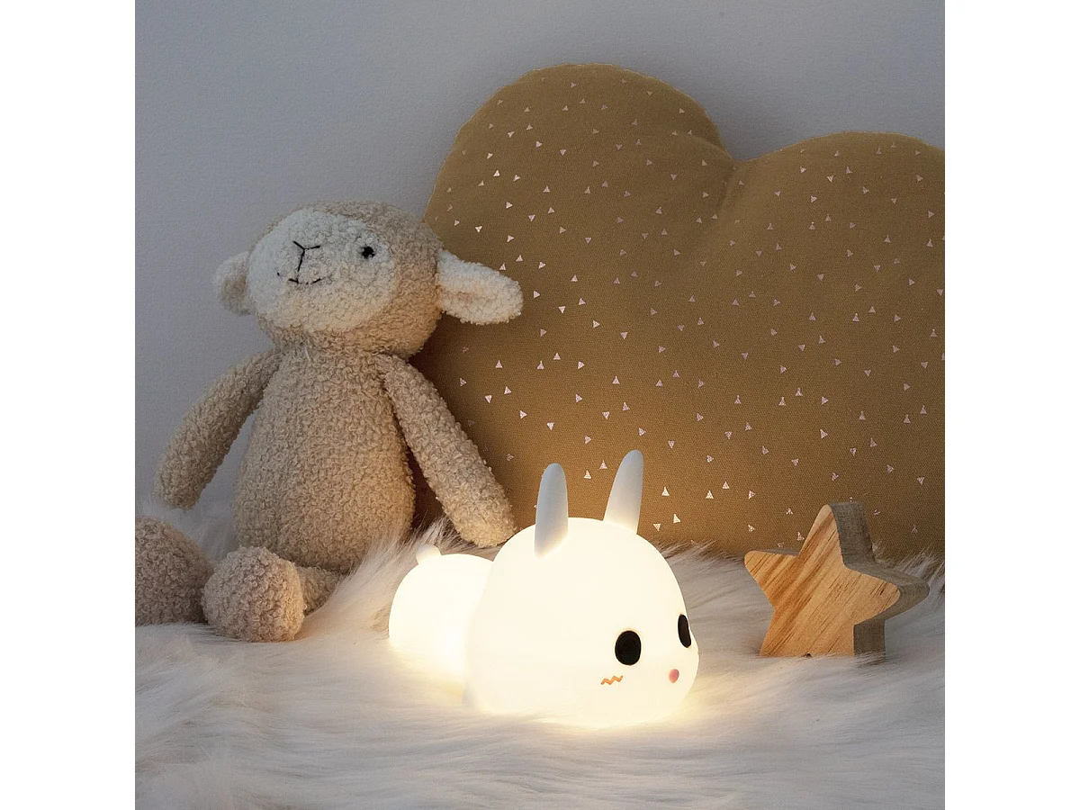 Veilleuse pour Enfant "Lapin Silicone" 15cm Blanc