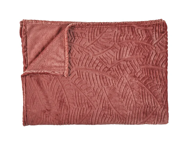 Plaid Flanelle Embosse Gris Clair 120x150cm Rouge