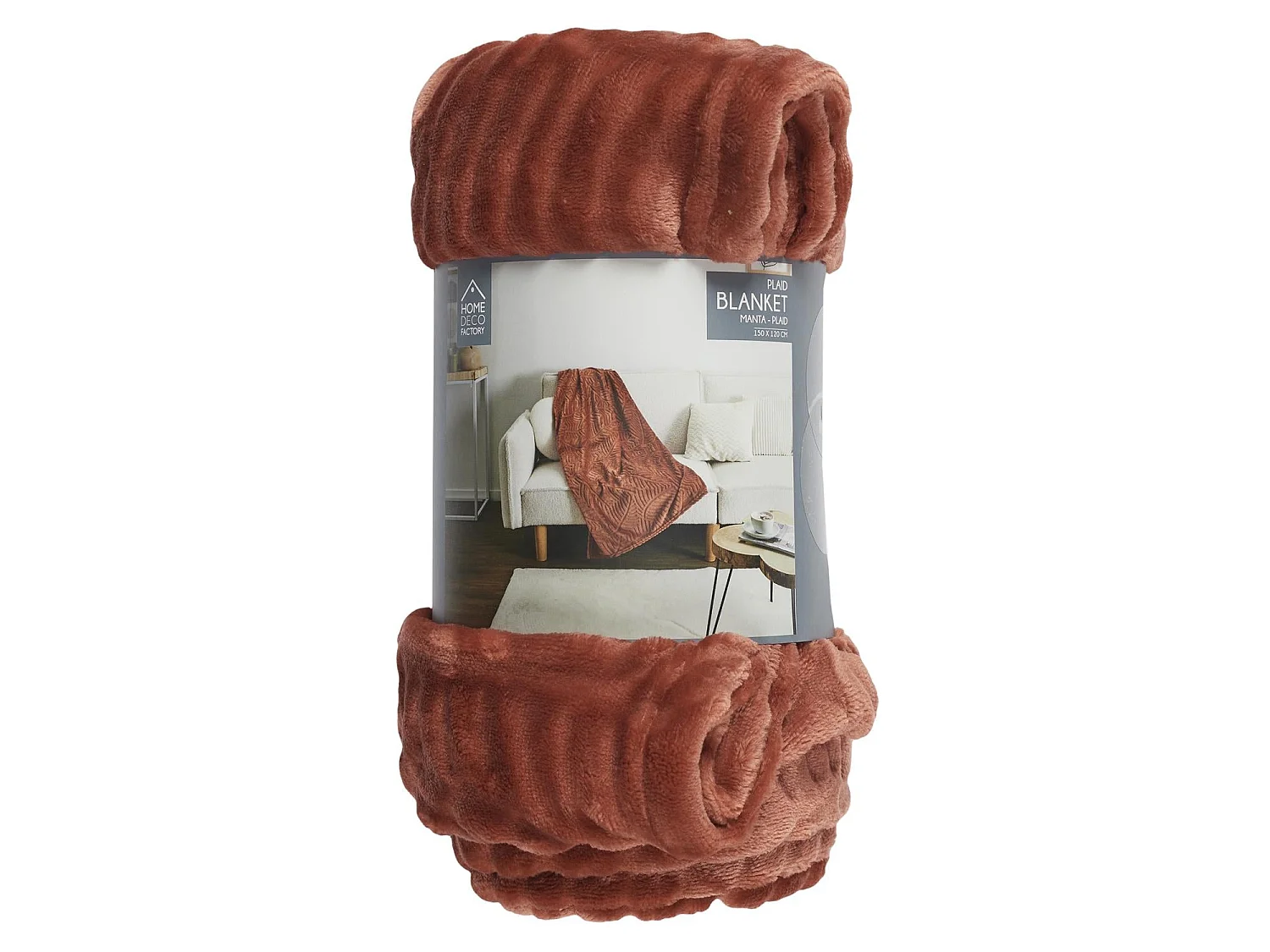 Plaid Flanelle Embosse Gris Clair 120x150cm Rouge