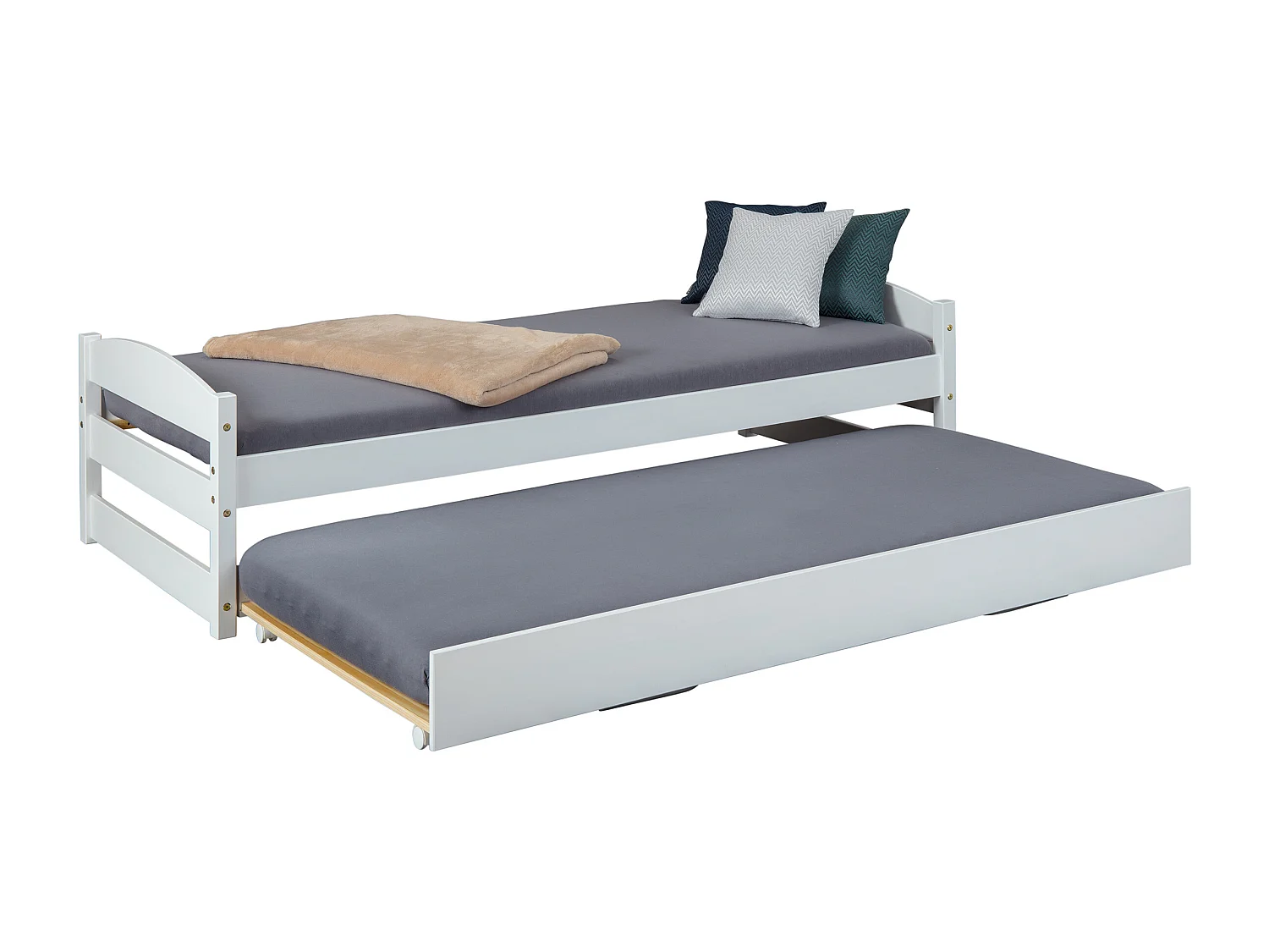 Vicki bed 90x200 cm met extra bed wit gelakt.
