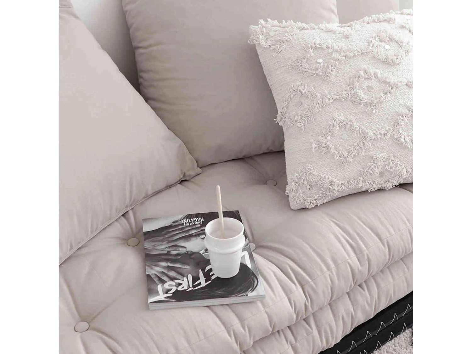 Futon canapé lit 3 places 2x70x200 CHICO écru naturel