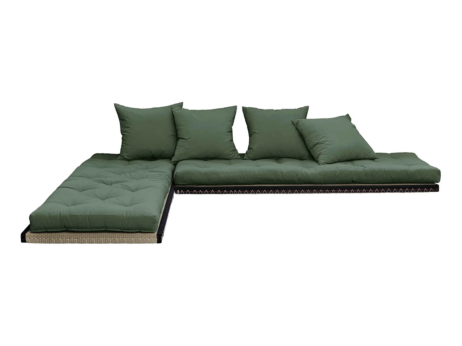 Futon canapé lit 3 places 2x70x200 CHICO kaki