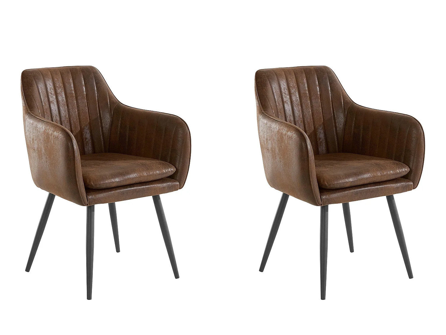 Bibi | Lot de 2 chaises de salle à manger rembourrées en microfibre marron