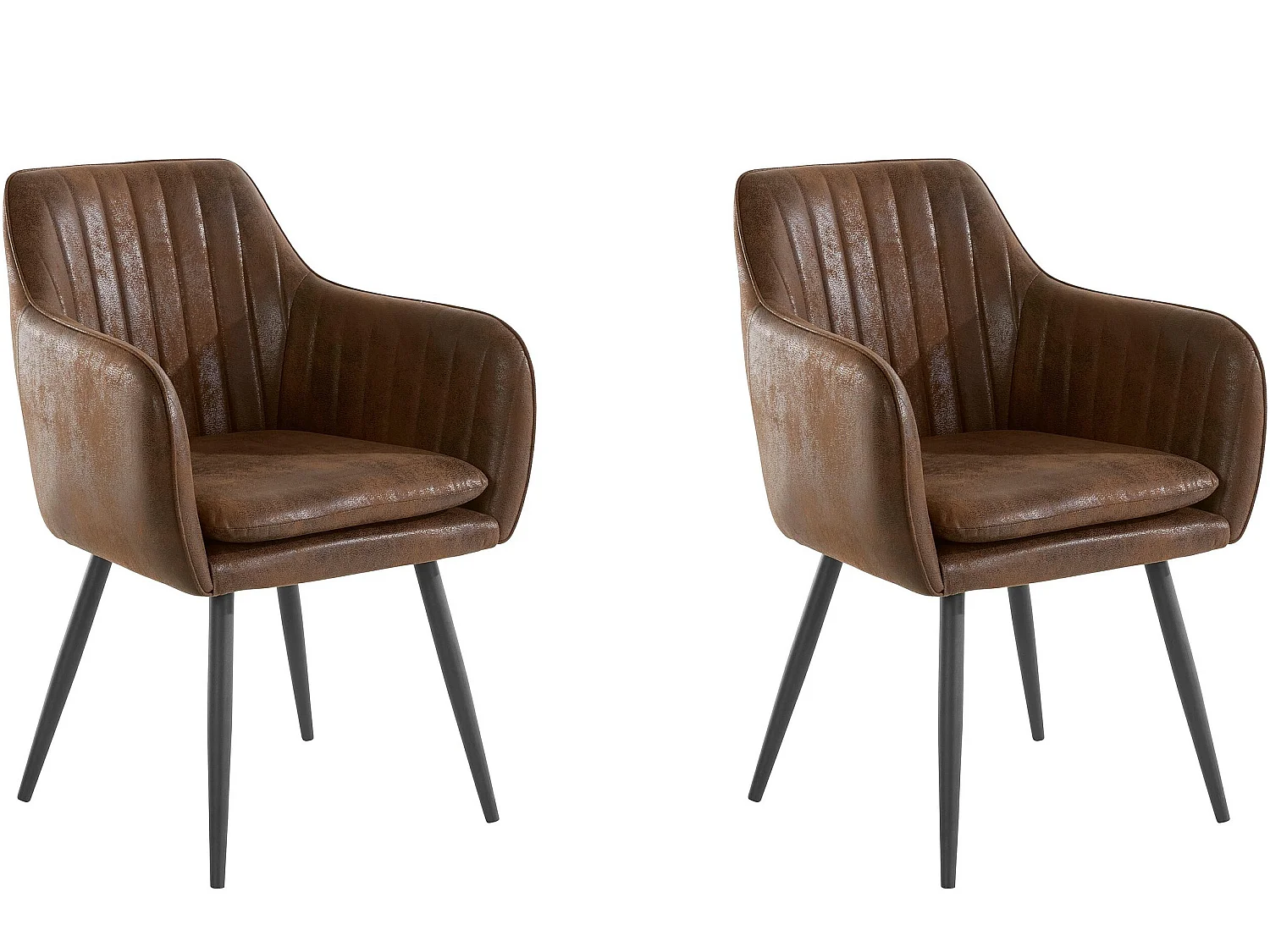 Bibi | Lot de 2 chaises de salle à manger rembourrées en microfibre marron