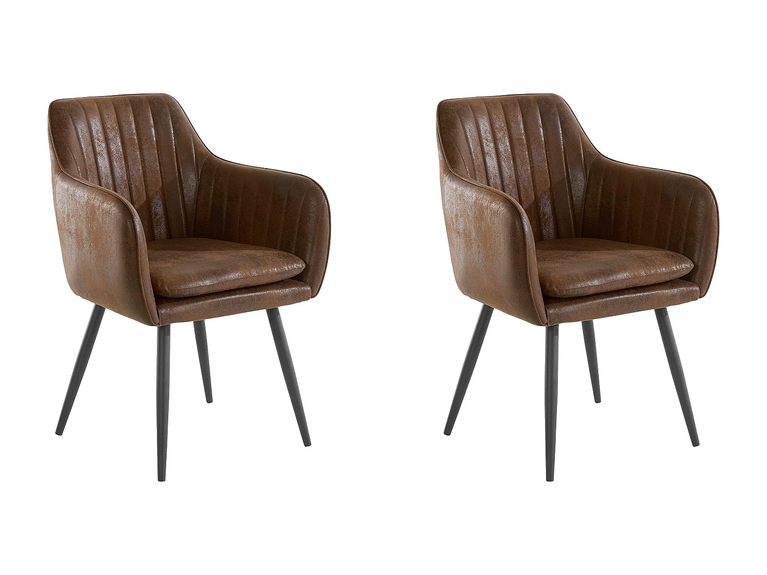 Bibi | Lot de 2 chaises de salle à manger rembourrées en microfibre marron