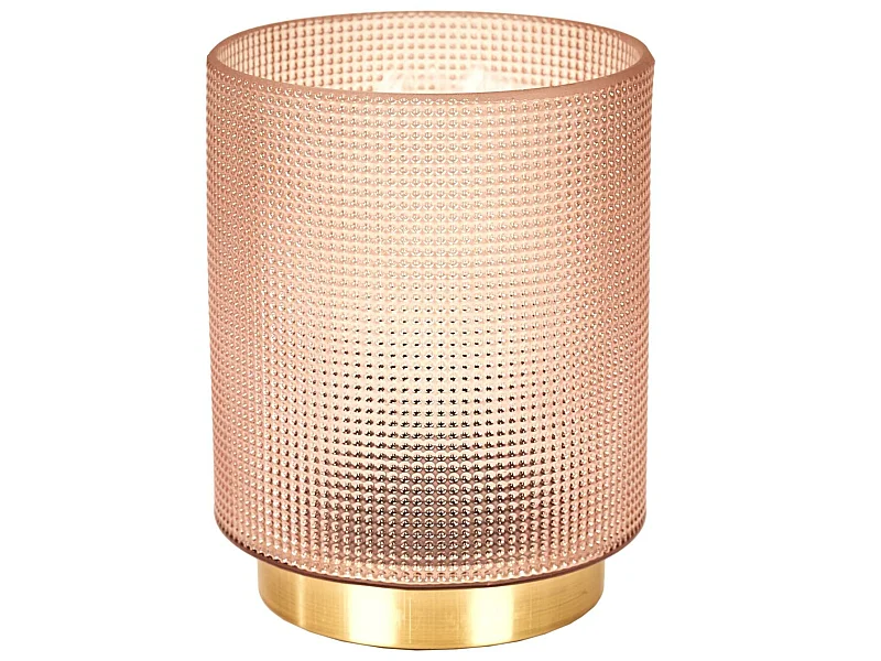 Lampe A Poser Verre Embosse Rose Rose