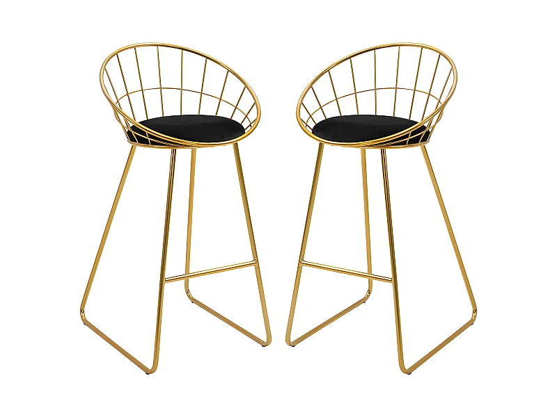Lot de 2 tabourets de bar GIANNI doré et noir