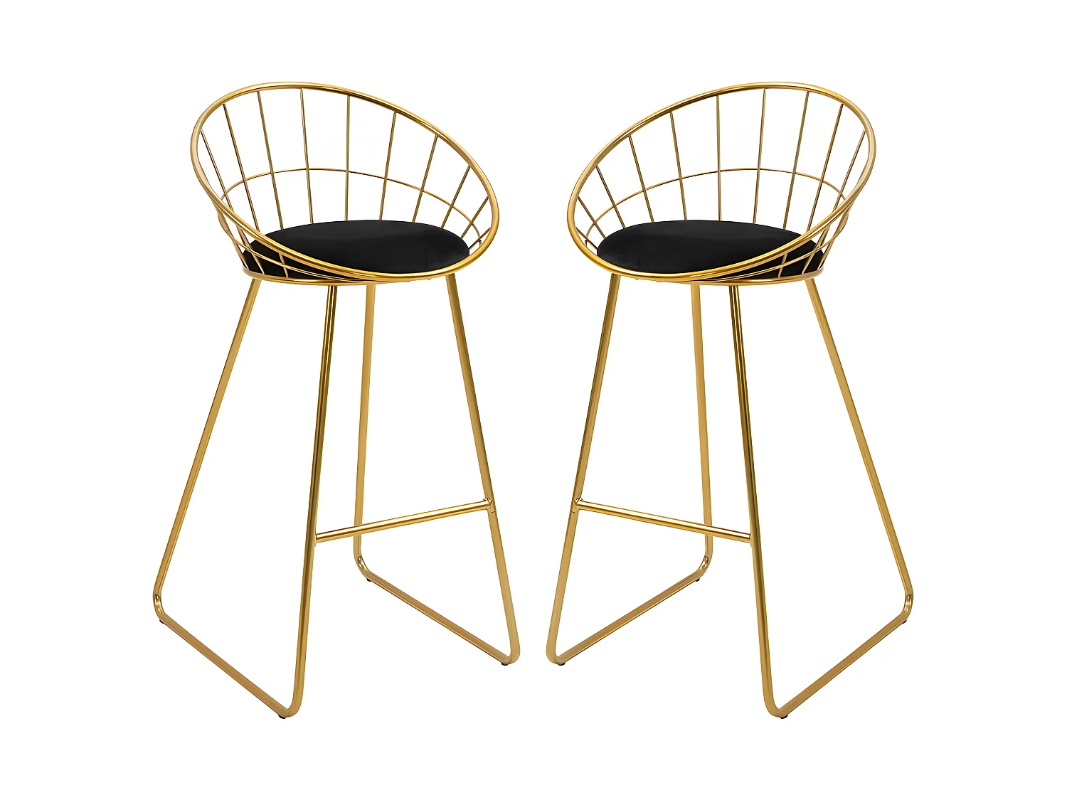 Lot de 2 tabourets de bar GIANNI doré et noir