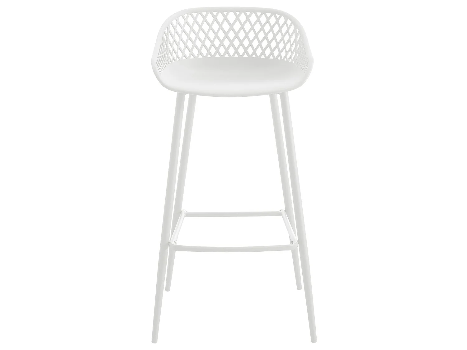 Lot de 2 tabourets de bar IREK chaise haute cuisine ou comptoir au design retro en plastique et métal blancs, hauteur d'assise 75 cm