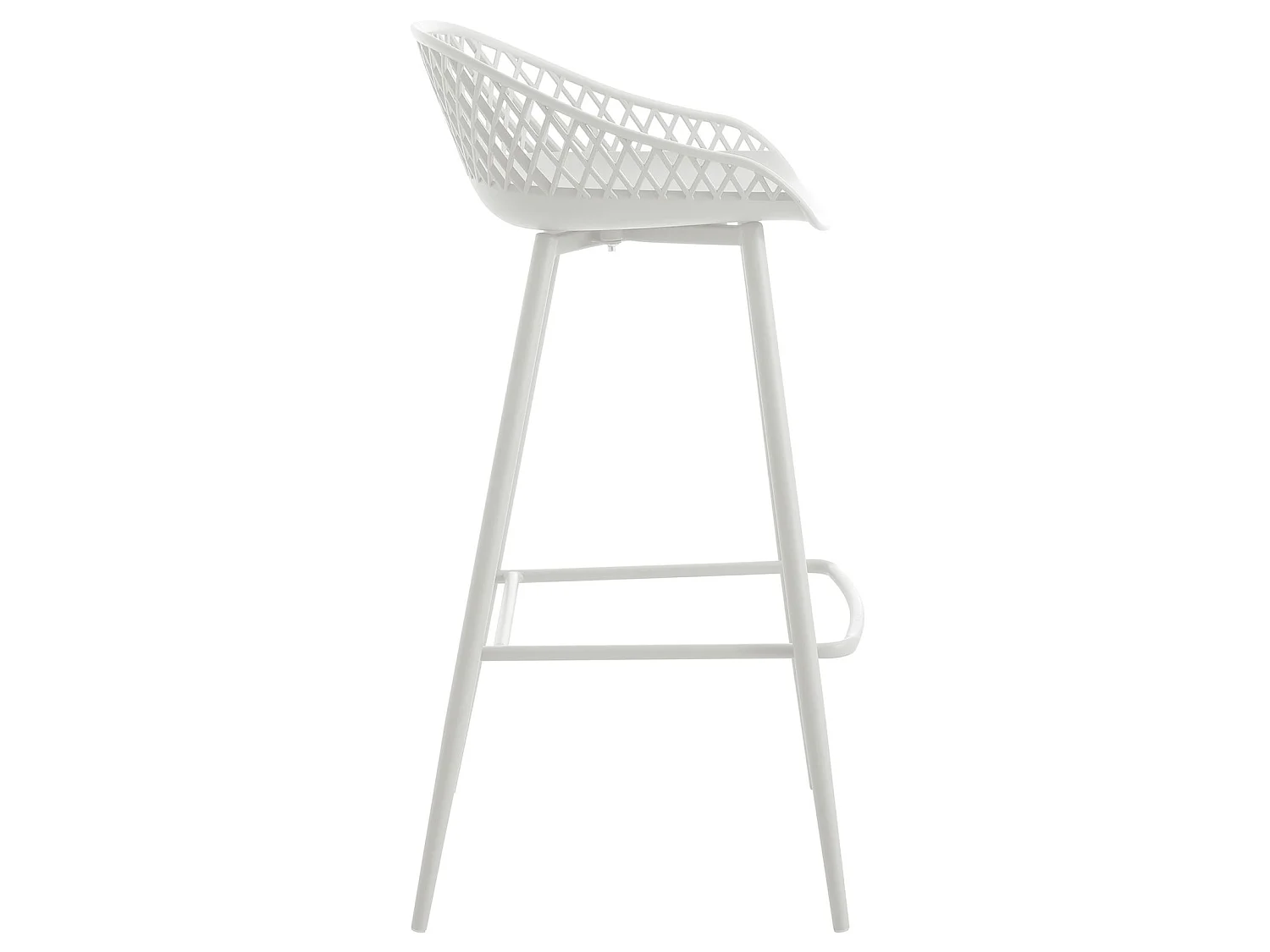 Lot de 2 tabourets de bar IREK chaise haute cuisine ou comptoir au design retro en plastique et métal blancs, hauteur d'assise 75 cm