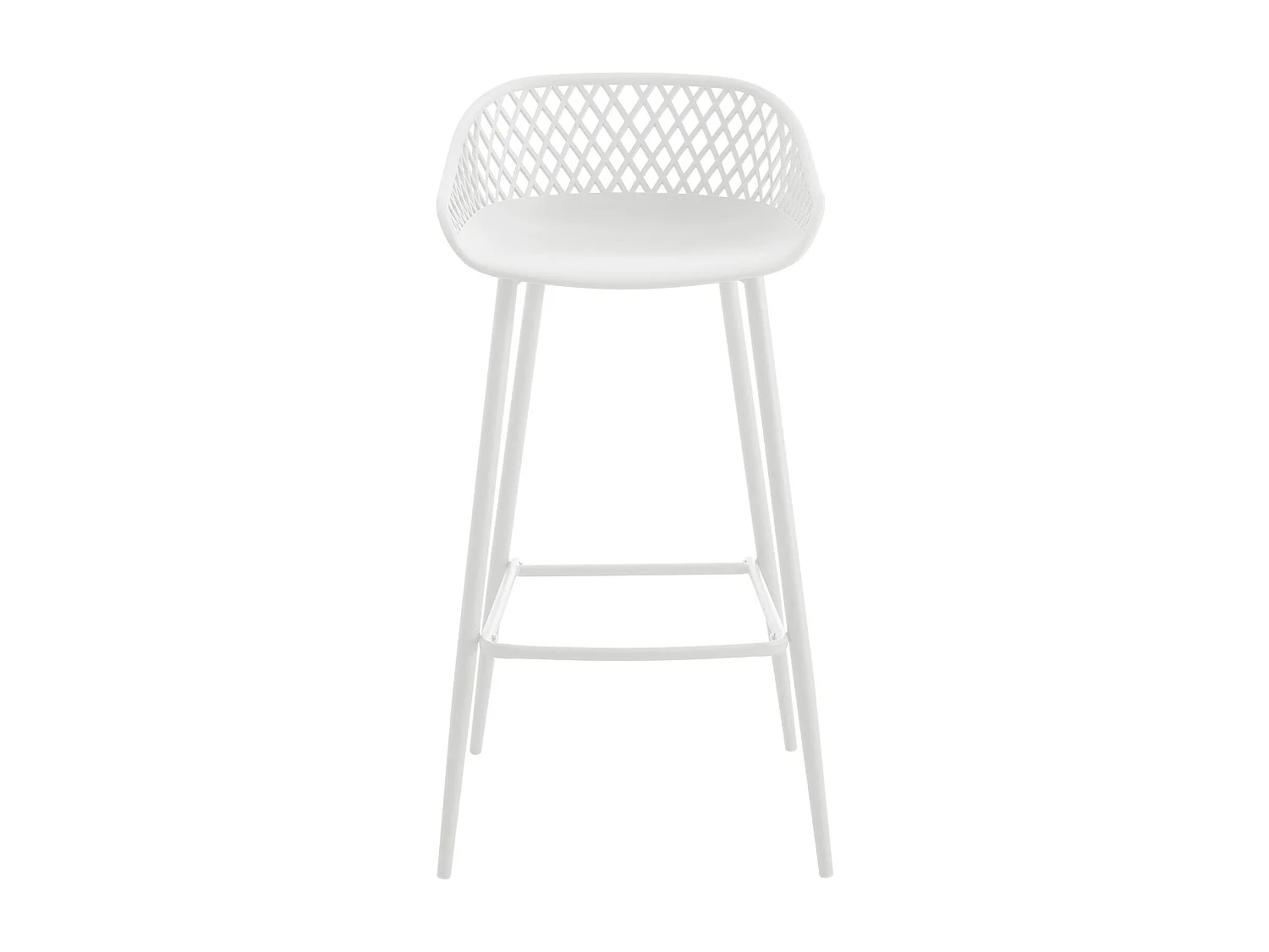 Lot de 2 tabourets de bar IREK chaise haute cuisine ou comptoir au design retro en plastique et métal blancs, hauteur d'assise 75 cm