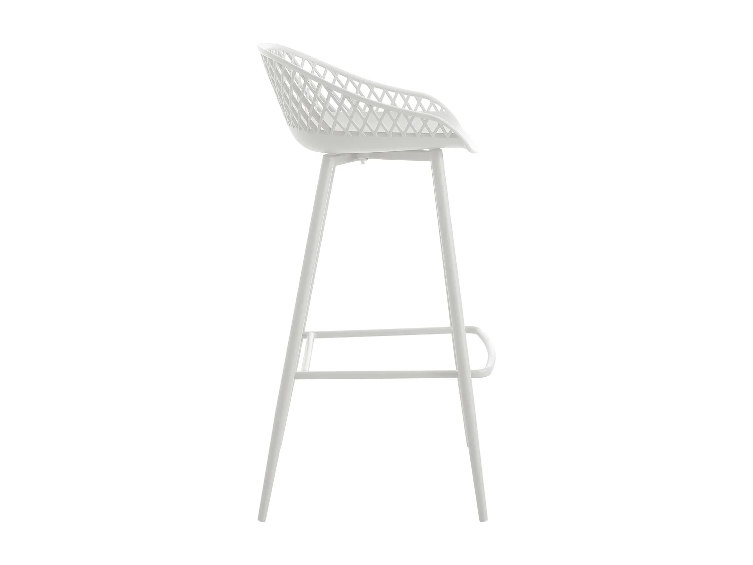 Lot de 2 tabourets de bar IREK chaise haute cuisine ou comptoir au design retro en plastique et métal blancs, hauteur d'assise 75 cm