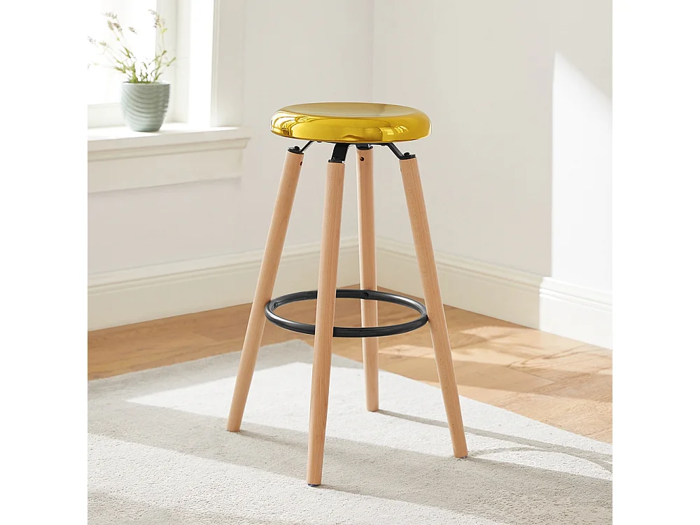 SoBuy Sgabello da bar Sgabello Cucina Alto Sedia da colazione Gambe in faggio, Altezza del Sedile: 73 cm, FST89-G