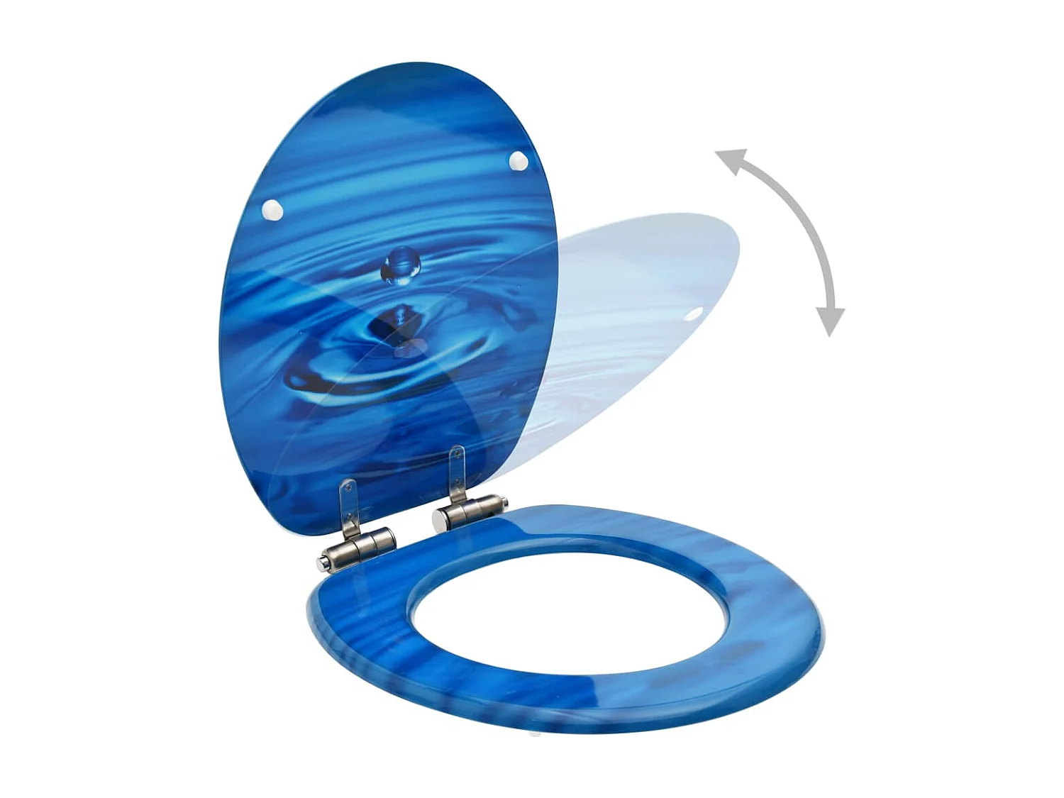 Conjunto de dois assentos sanitários com tampa amortecida gotas de água em MDF 02_0002980