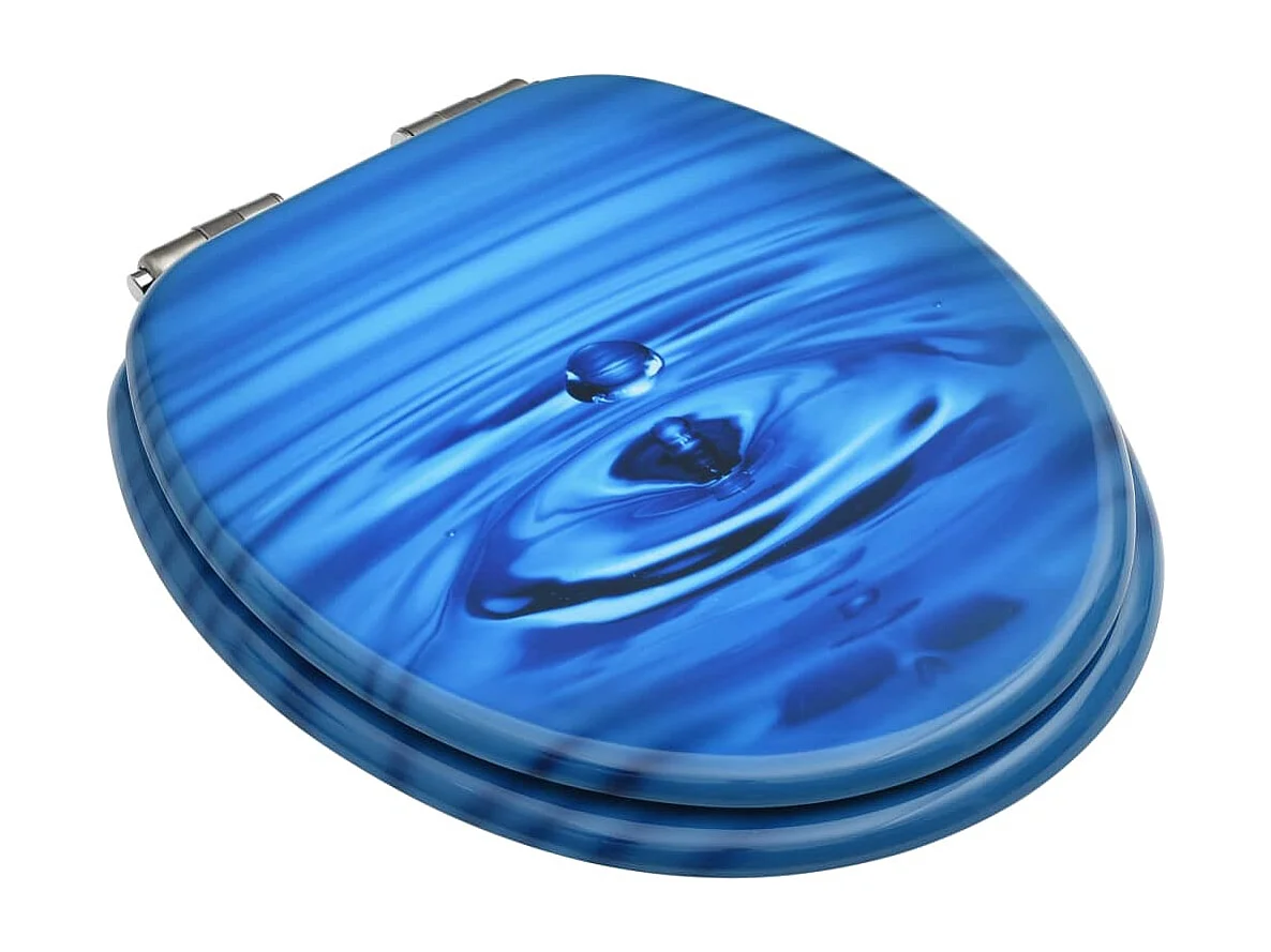 Conjunto de dois assentos sanitários com tampa amortecida gotas de água em MDF 02_0002980