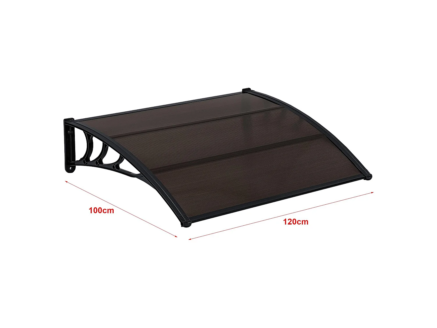 Auvent de porte d'entrée polycarbonate marron 120 x 100 x 0.5 cm 03_0004666