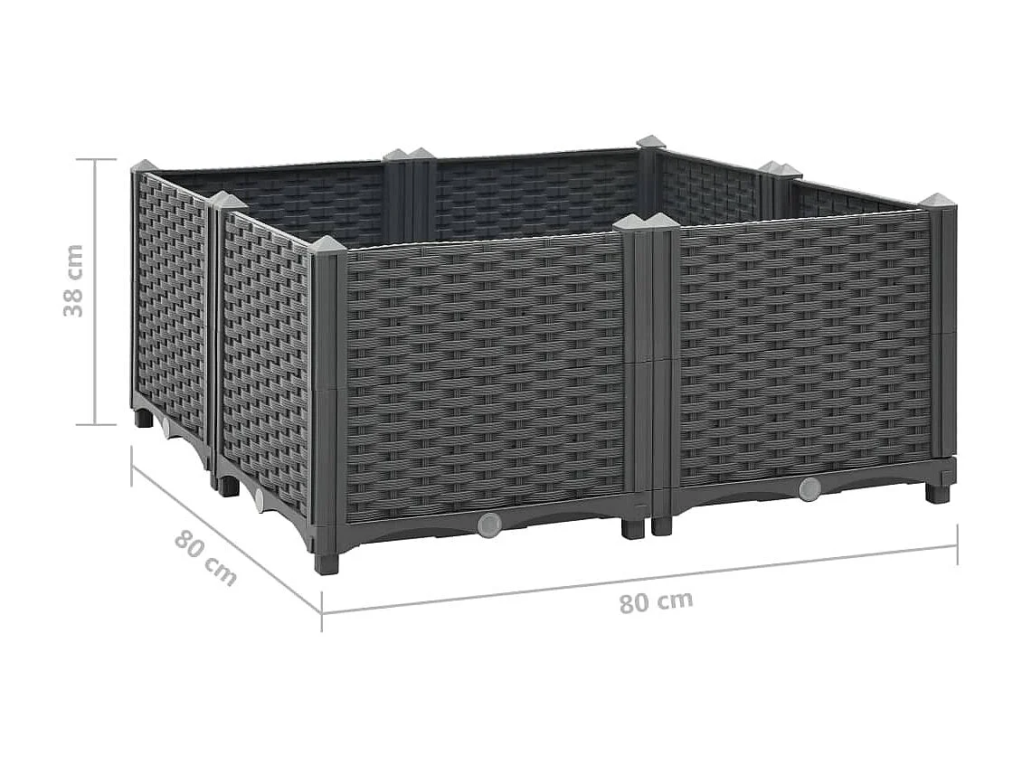 Jardinière lit surélevé plantes grise 80 x 80 x 38 cm 02_0000955