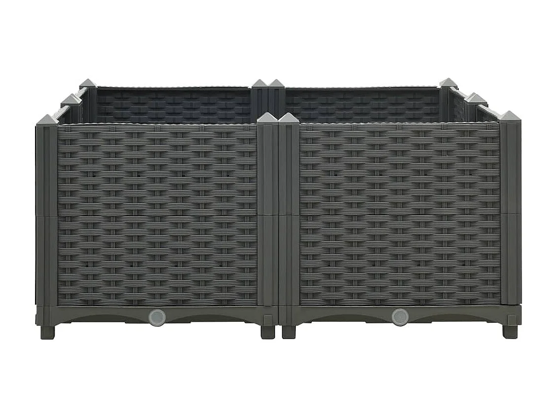 Macetero elevado plantas flores jardín 80 x 80 x 38 cm polipropileno gris oscuro 02_0000955