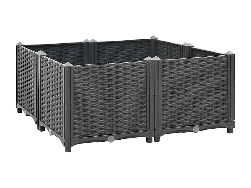 Jardinière lit surélevé plantes grise 80 x 80 x 38 cm 02_0000955