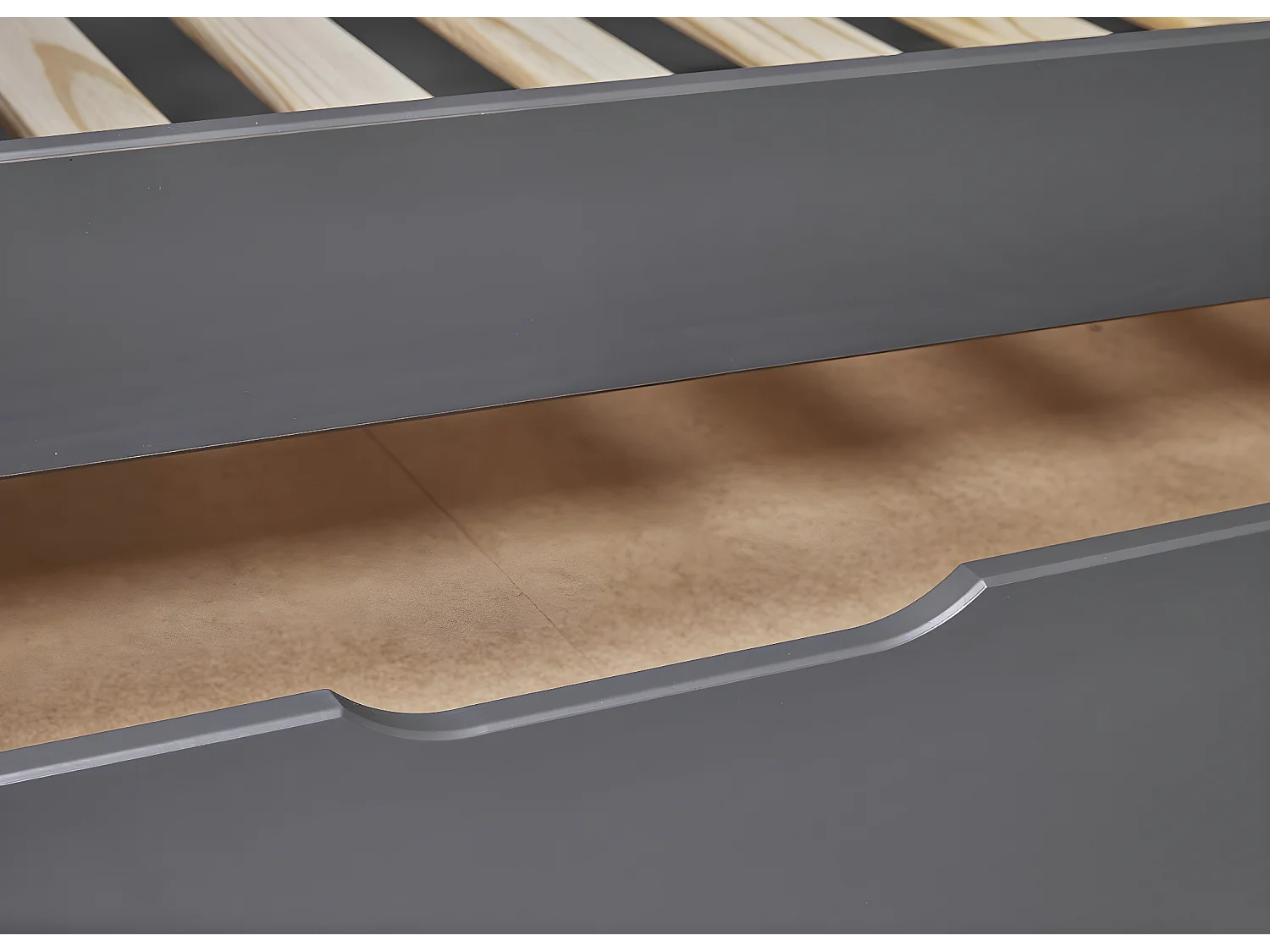 Dream Bett 90x200cm mit 1 ausziehbares Bett grau.