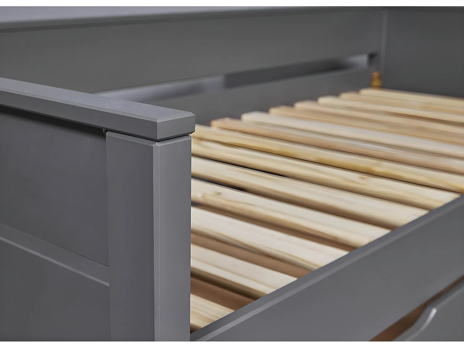 Dream Bett 90x200cm mit 1 ausziehbares Bett grau.