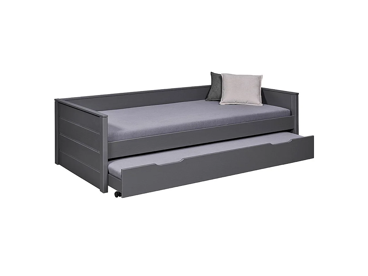 Lit Gigogne 1 Tiroir & Sommier "Dream" 90x200cm Gris