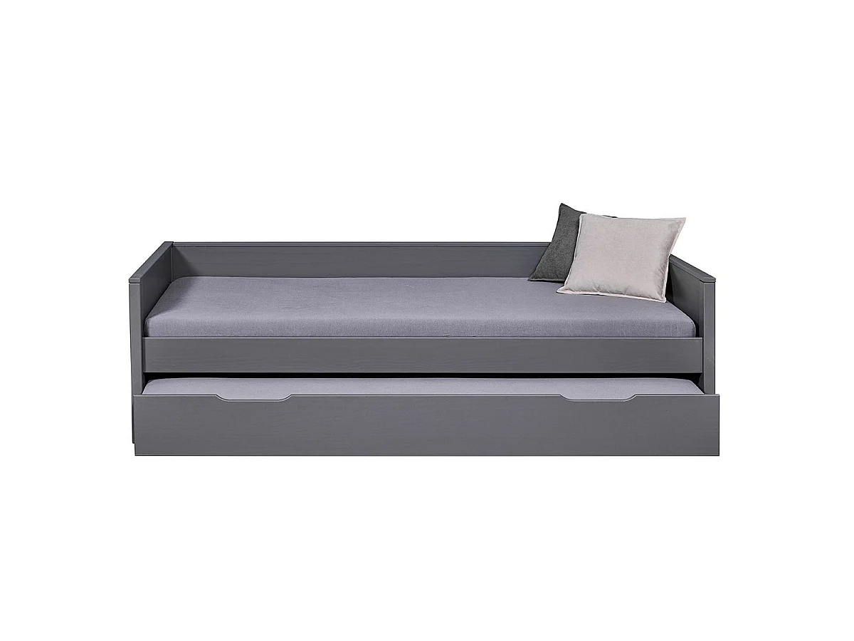 Lit Gigogne 1 Tiroir & Sommier "Dream" 90x200cm Gris