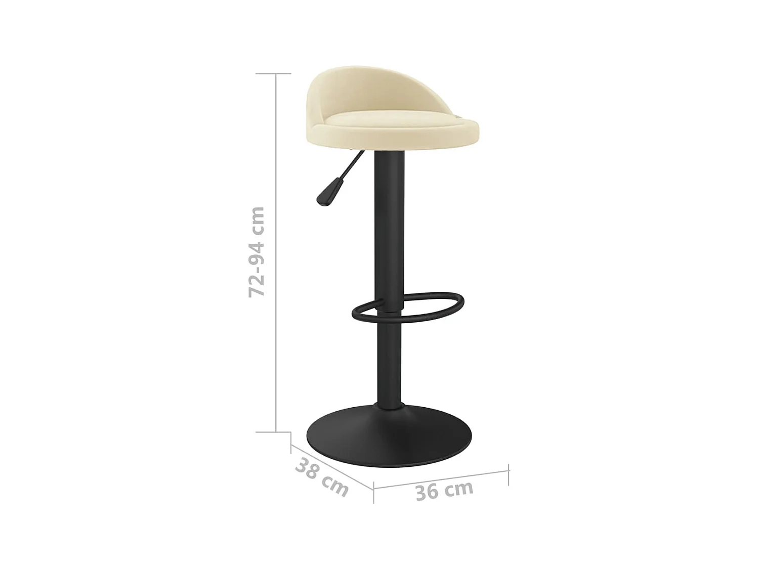 Tabourets de bar lot de 2 crème velours