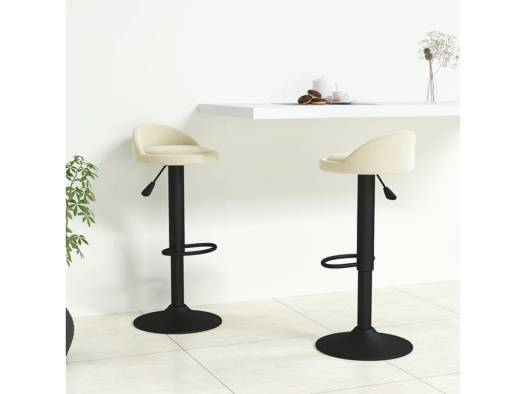 Tabourets de bar lot de 2 crème velours