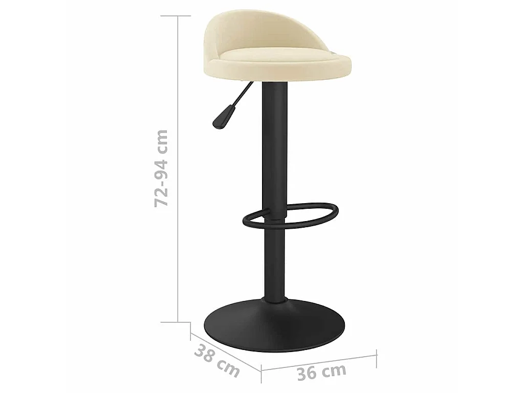 Tabourets de bar lot de 2 crème velours