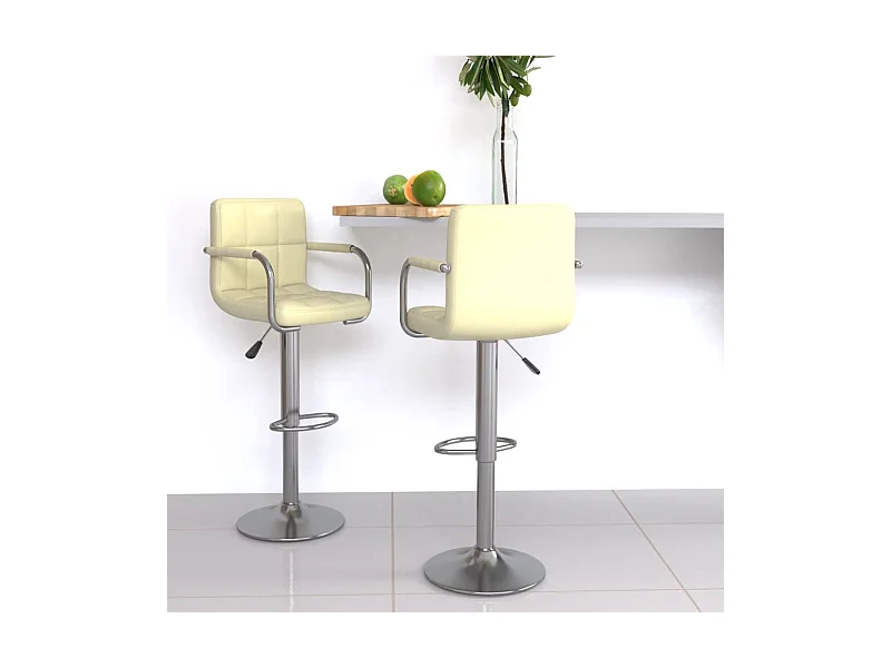 Bancos de bar 2 pcs couro artificial cor creme