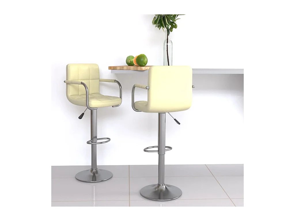 Tabourets de bar lot de 2 crème similicuir