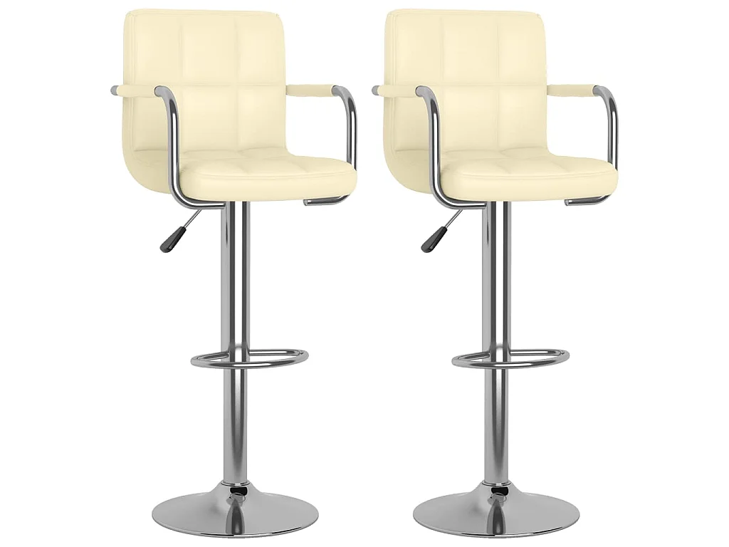Tabourets de bar lot de 2 crème similicuir