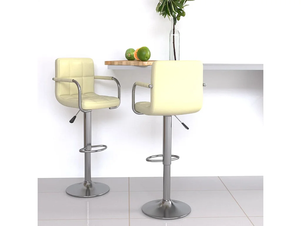 Tabourets de bar lot de 2 crème similicuir