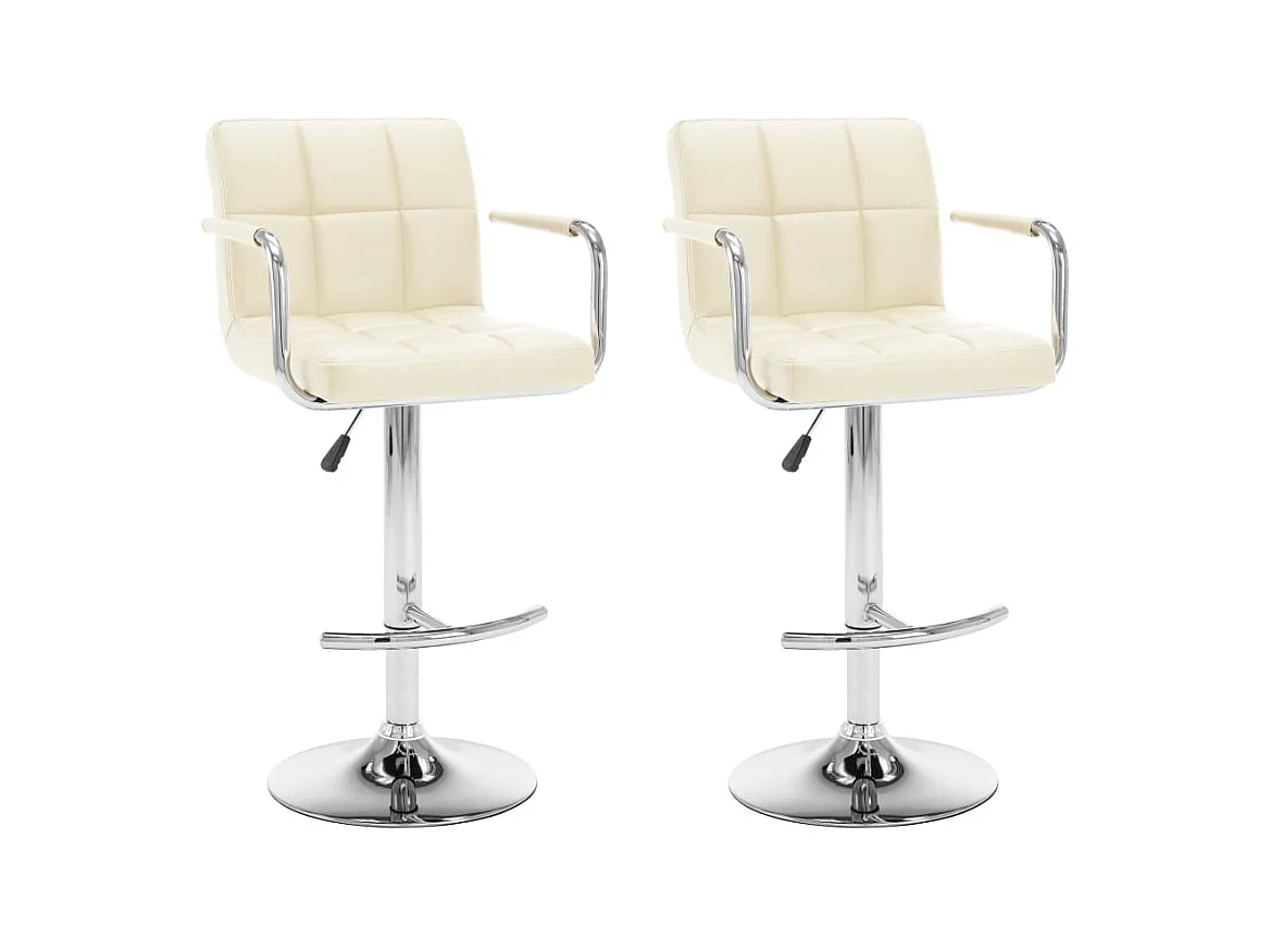 Tabourets de bar lot de 2 crème similicuir