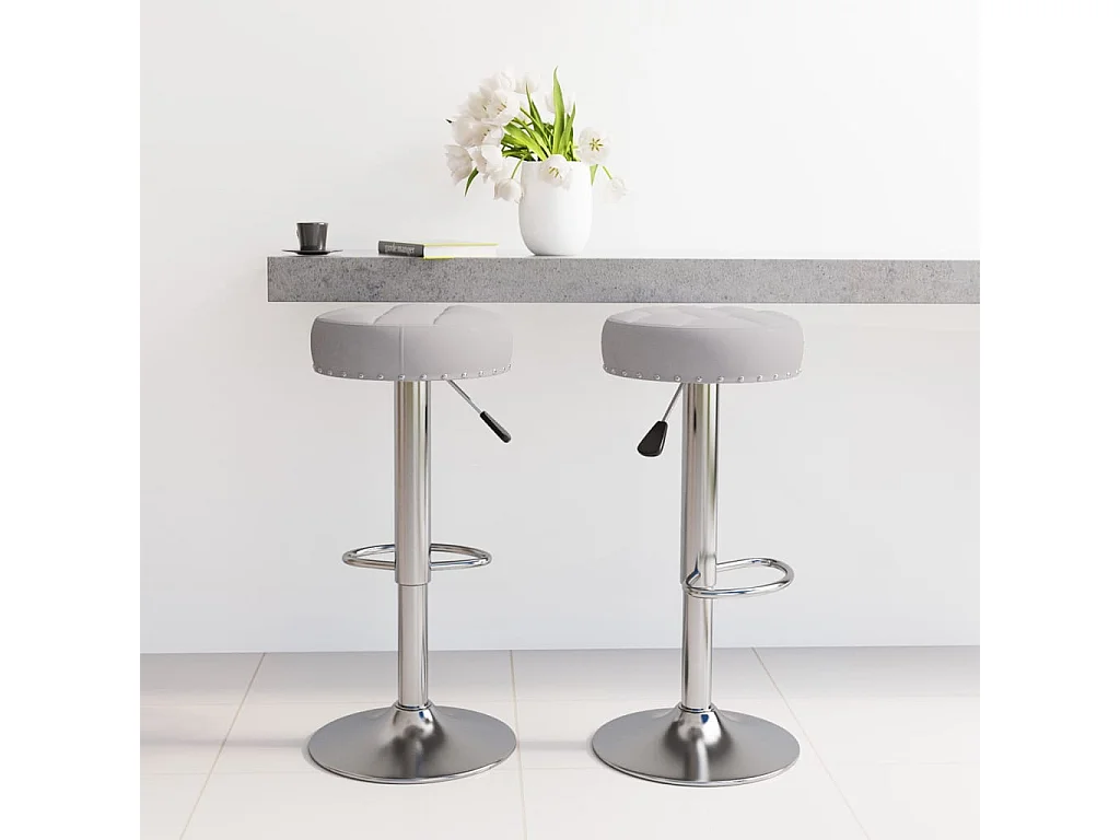 Tabourets de bar lot de 2 gris tissu