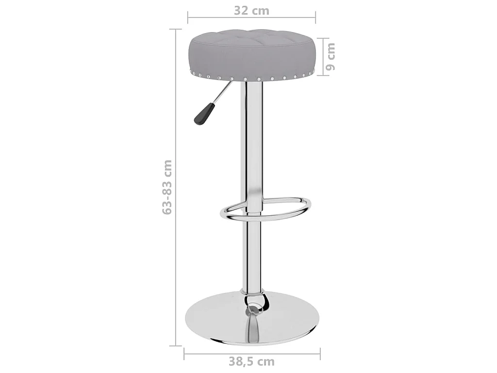 Tabourets de bar lot de 2 gris tissu
