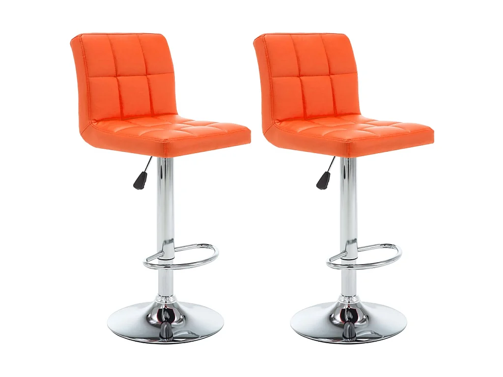 Tabourets de bar lot de 2 orange similicuir