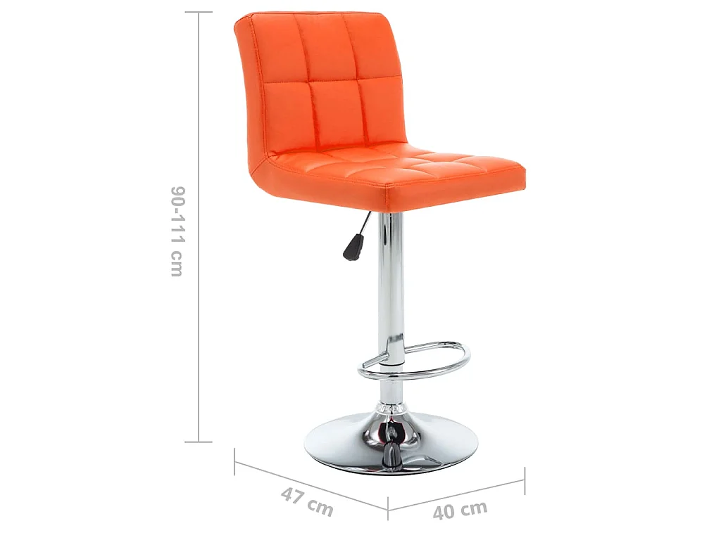 Tabourets de bar lot de 2 orange similicuir