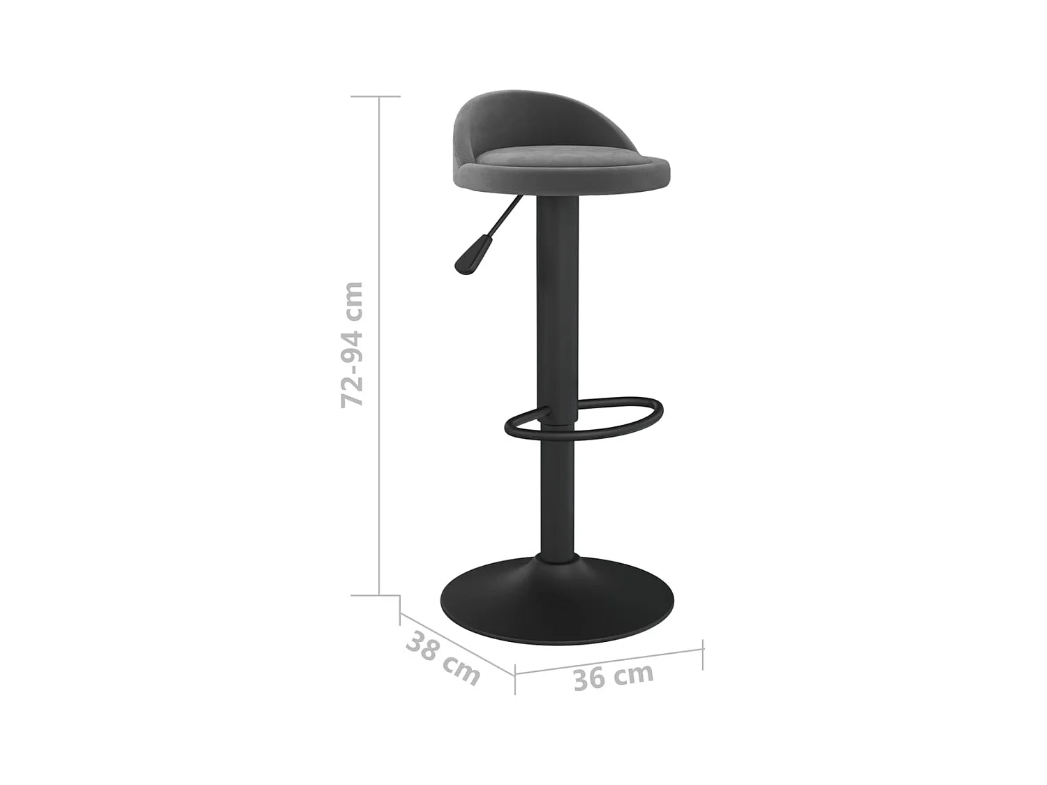 Tabouret de bar Gris foncé Velours