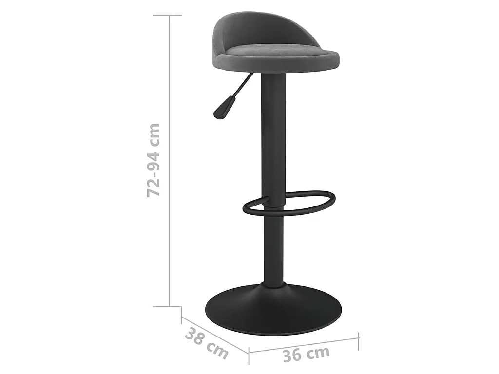Tabouret de bar Gris foncé Velours