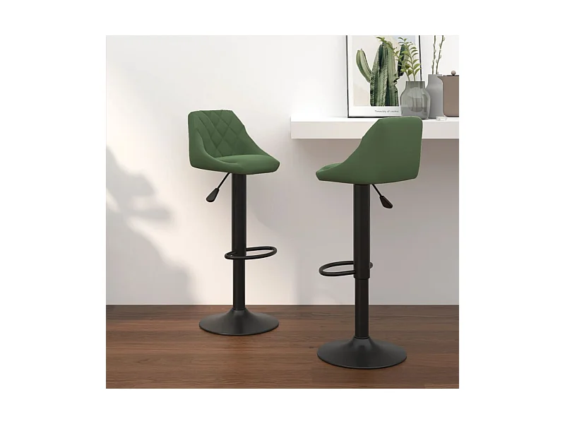 Tabourets de bar lot de 2 vert foncé velours