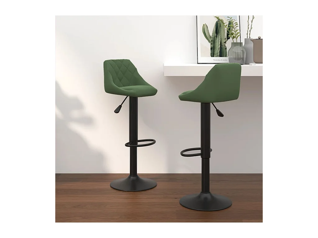 Tabourets de bar lot de 2 vert foncé velours