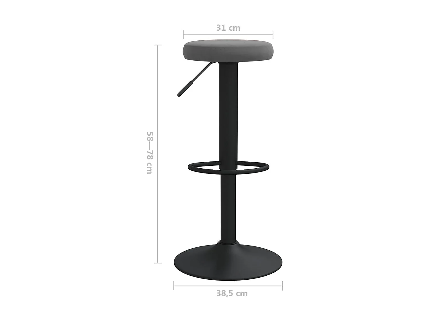 Tabourets de bar lot de 2 gris foncé velours