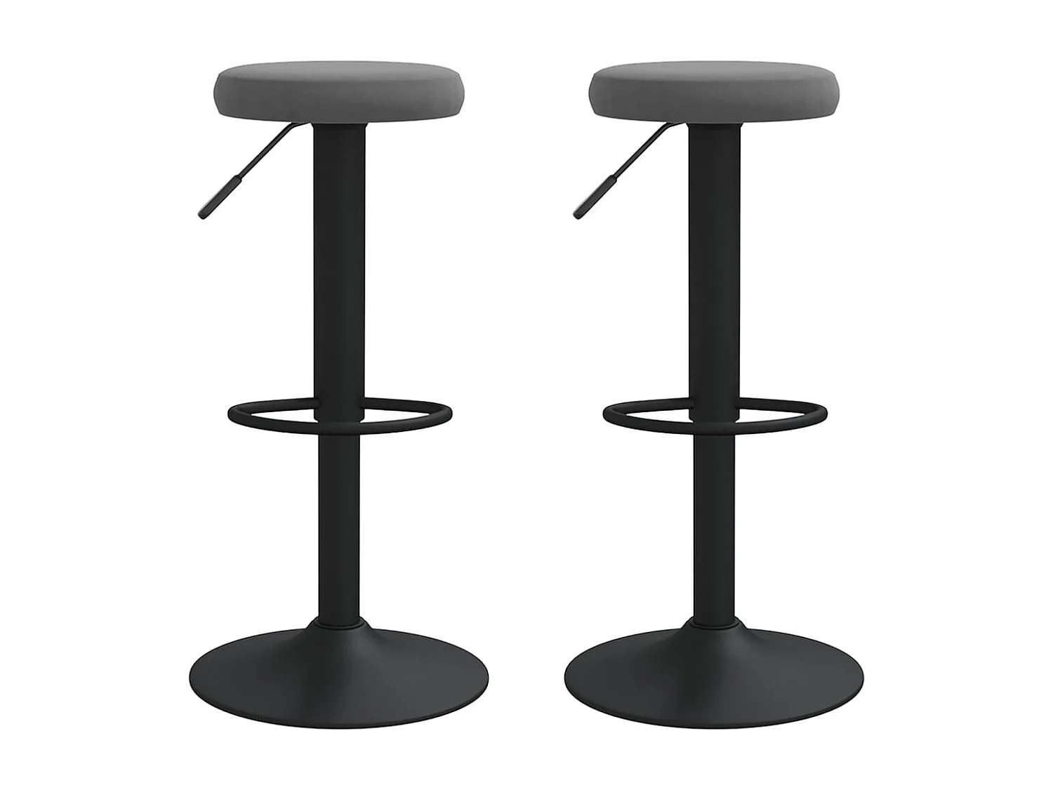 Tabourets de bar lot de 2 gris foncé velours
