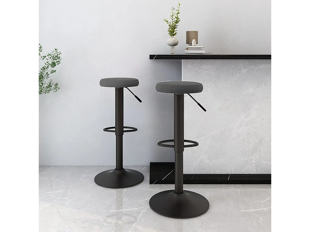 Tabourets de bar lot de 2 gris foncé velours