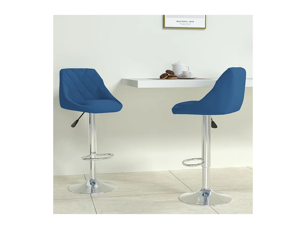 Sgabelli da Bar 2 pz Blu in Velluto